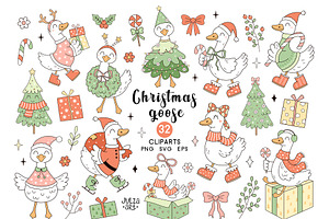 Silly Christmas Goose Clipart, an Animal Illustration by JulzaArt