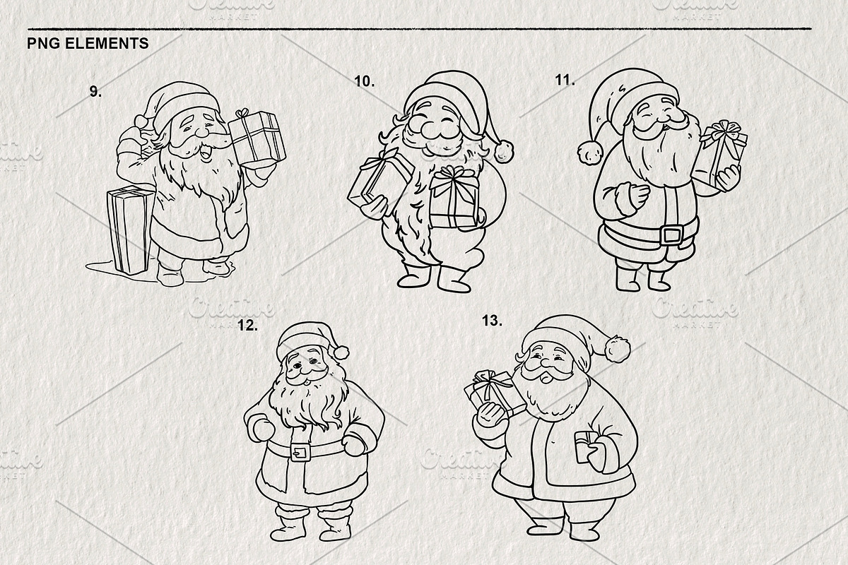Santa Claus Christmas 15 PNG Set, a Decorative Illustration by LOKSKIH (Photo 4 of 5)