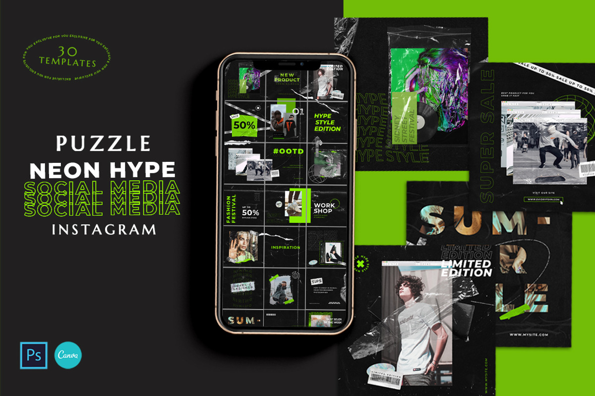 PUZZLE Bundle Instagram CANVA PS, a Social Media Template by Eviory (Photo 17 of 50)