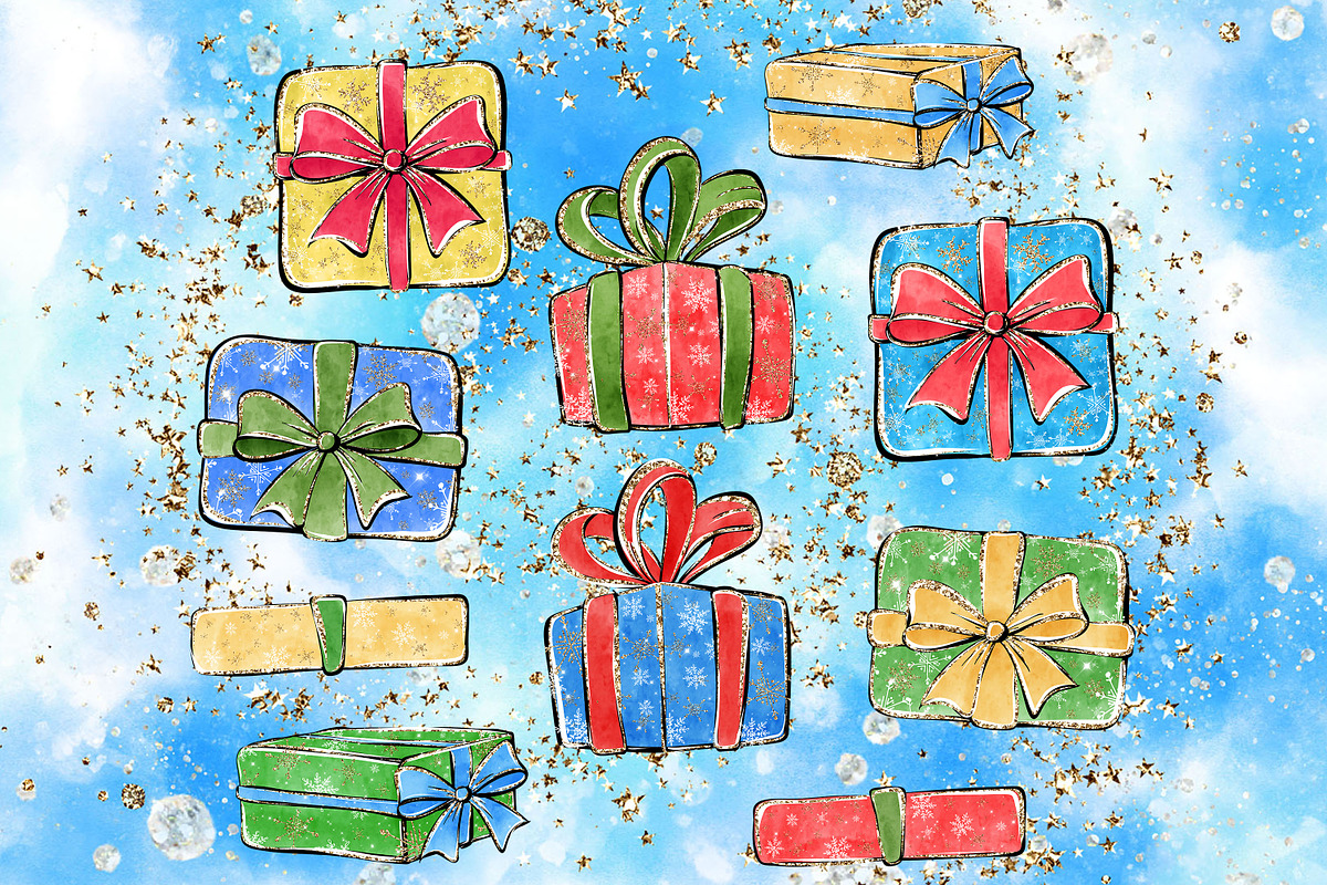 Ho-Ho-Ho christmas clipart set, a Decorative Illustration by JuliaStarArt-FantasyHome (Photo 2 of 10)