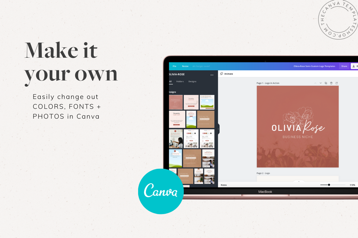 Olivia-Rose Logo Canva Template, a Branding & Logo Template by The Canva Template Shop (Photo 2 of 4)