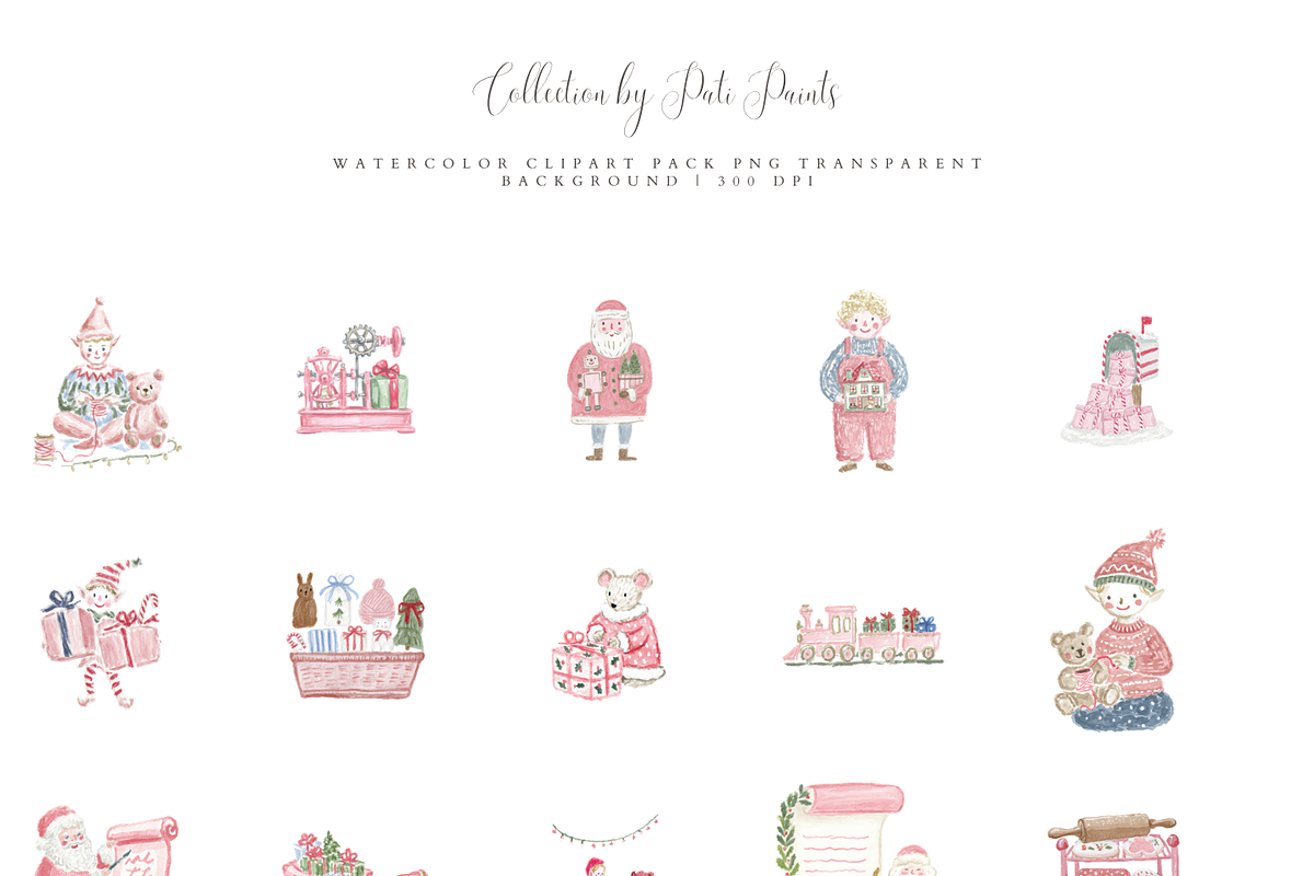 Santa Workshop Clipart, a Decorative Illustration by Pati Paints (Photo 2 of 10)