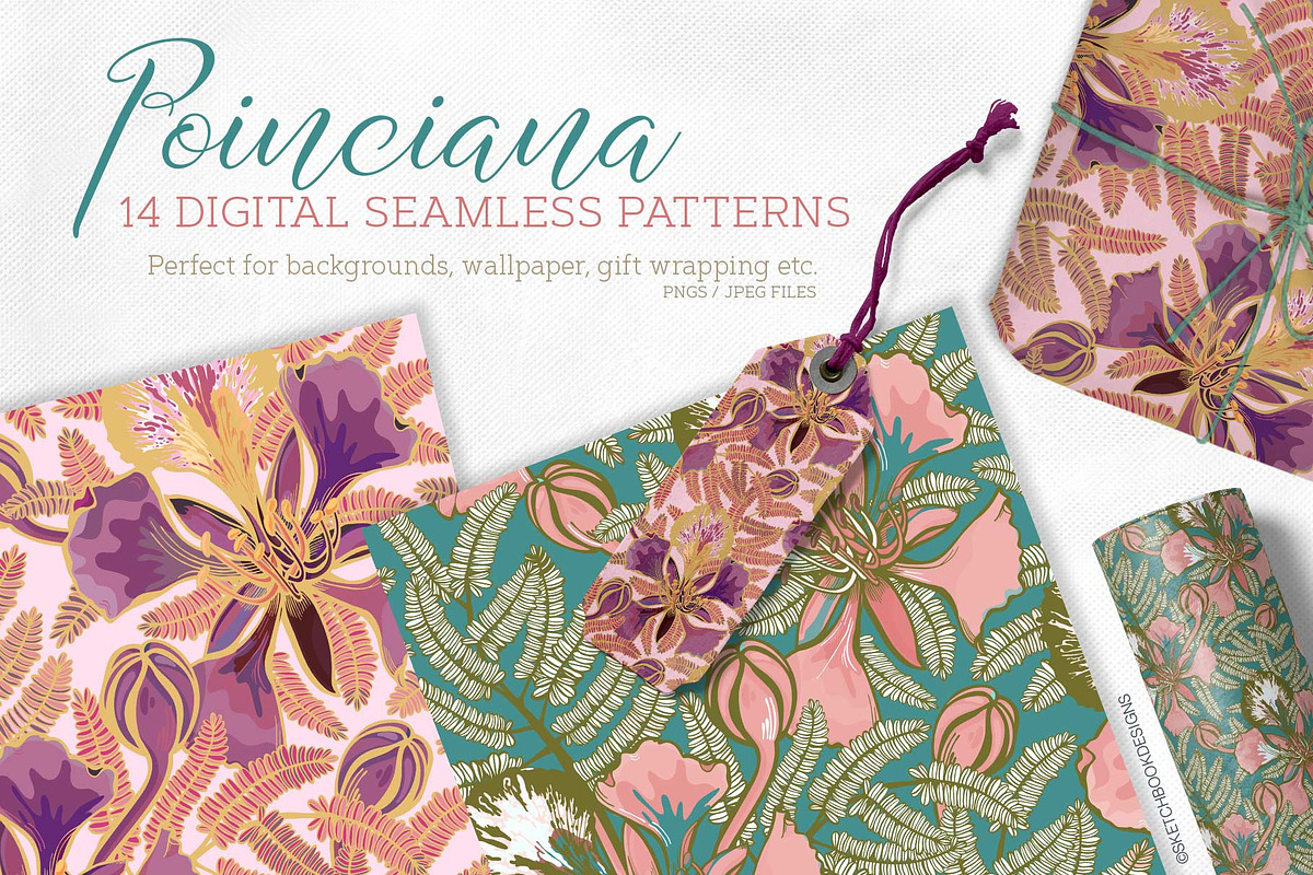Poinciana Summer Pattern Set, a Pattern Graphic by Sketchbook Designs (Photo 5 of 8)