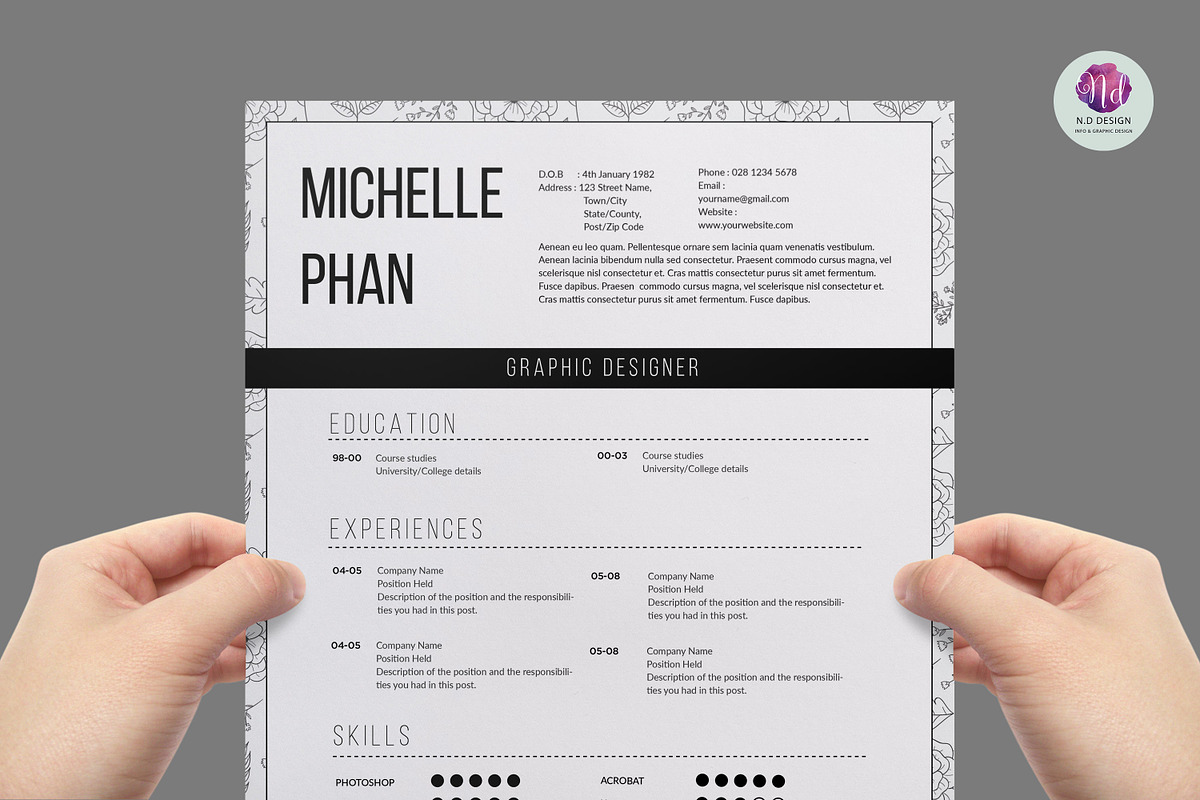 Modern 1 page resume, a Resume Template by Chic templates (Photo 1 of 3)