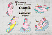 Vector cannabis & unicorns patterns, a Background Graphic by lenavetka87 (Thumbnail 1 of 10)