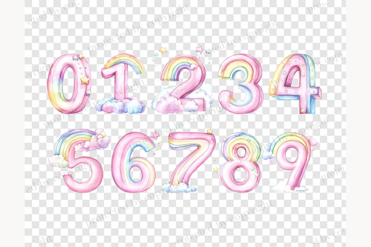 Rainbow Alphabet Clipart, a Decorative Illustration by GlamArtZhanna (Photo 7 of 7)
