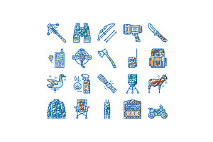 Hunting Shop Selling set Icons hand, an Object Illustration by pikepicture