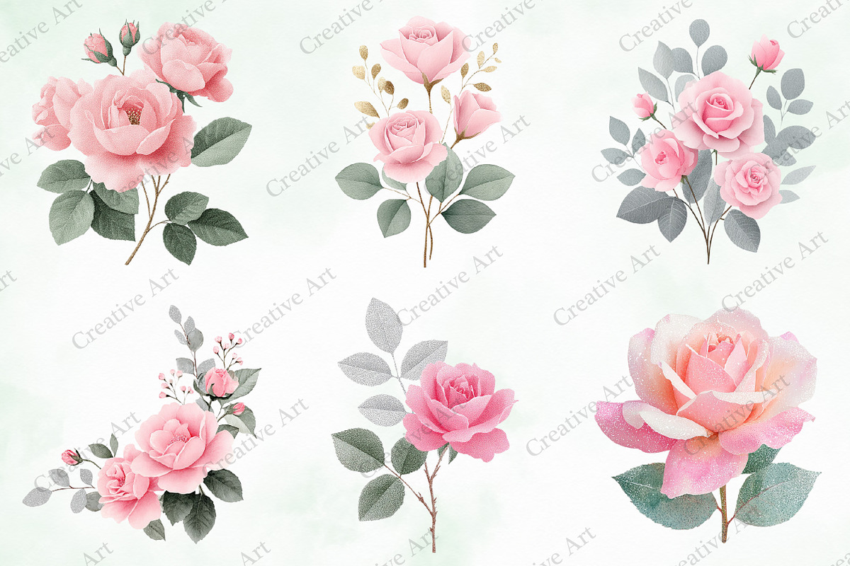 Blush And Silver Glam Roses, an Illustration by Creative Art (Photo 4 of 10)