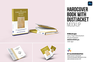 Hardcover Book w/ Dustjacket Mockup, a Books & Magazine Mockup by Illusiongraphic