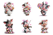 Quirky Valentine Pig Clipart, an Illustration by SinaCreation (Thumbnail 4 of 11)
