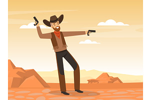 Scene Of Wild West With Cowboy