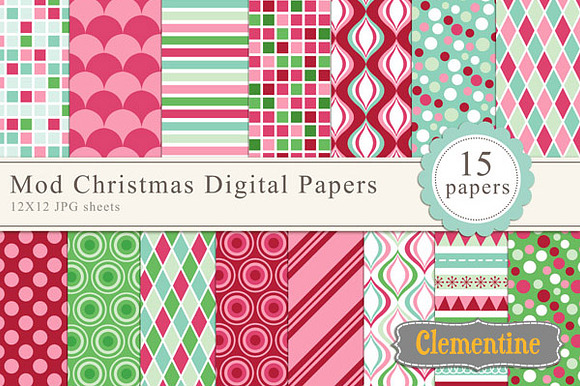 Mod Christmas Digital Papers