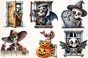 Funny Skeleton Peeking Bundle Clipar, an Illustration by DreamCafeArt (Thumbnail 4 of 5)
