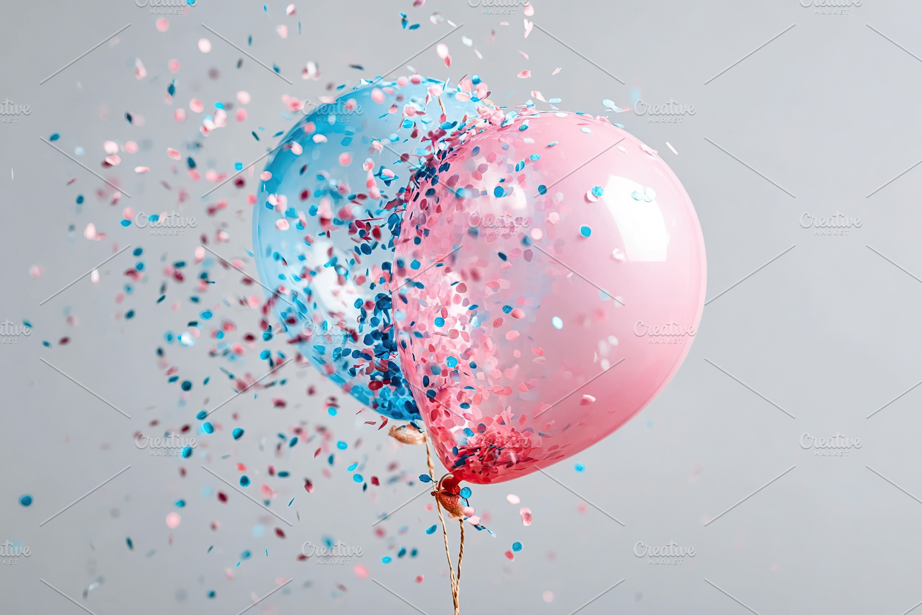 Colorful pastel balloons burst filling the air with confetti in a joyful celebr, a Photo by AlyaAnd