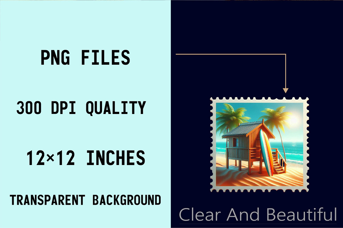 Summer Beach Postage Stamp Bundle, an Illustration by SVGArt (Photo 8 of 8)