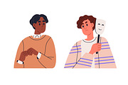 People behind fake mask concept set, a Person Illustration by Good Studio (Thumbnail 5 of 11)