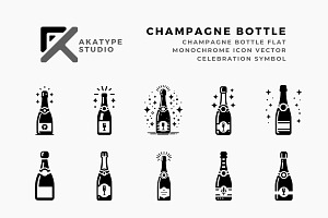 Champagne Bottle Icon Vector, an Icon by Akatype Studio