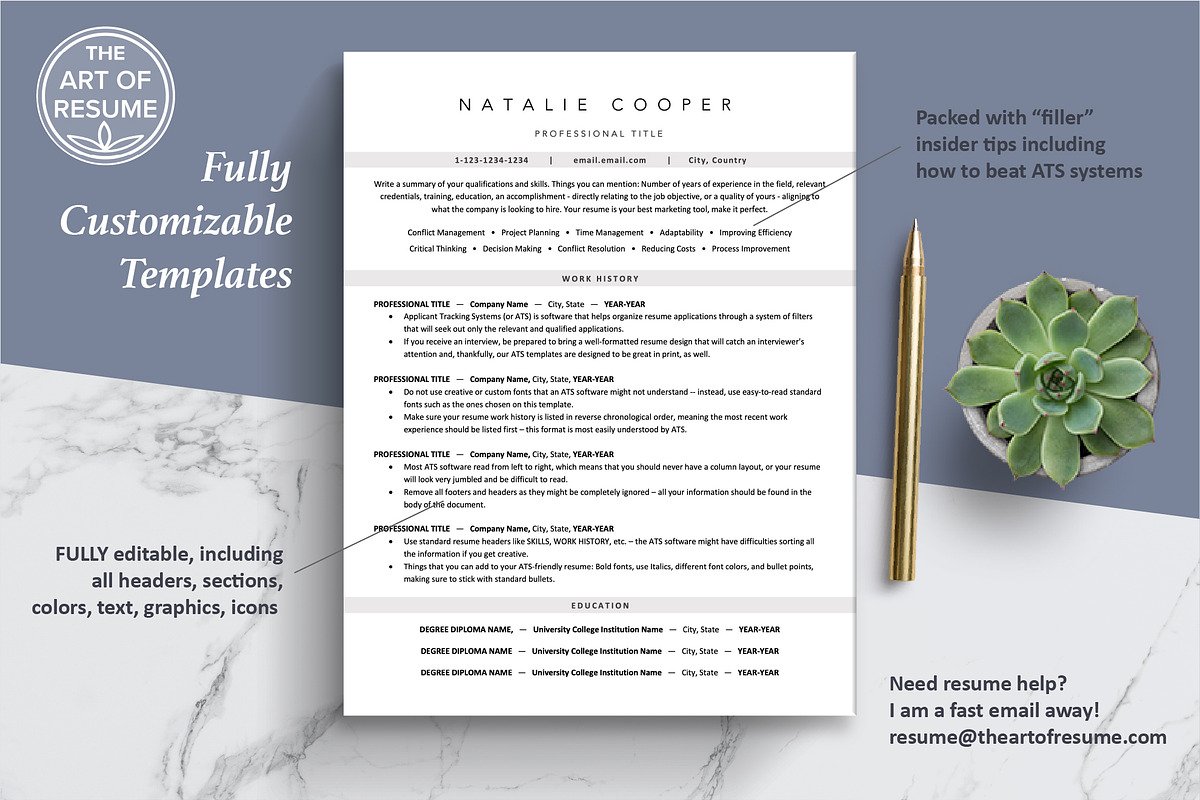 ATS Friendly Resume CV Templates, a Resume Template by The Art of Resume (Photo 3 of 8)