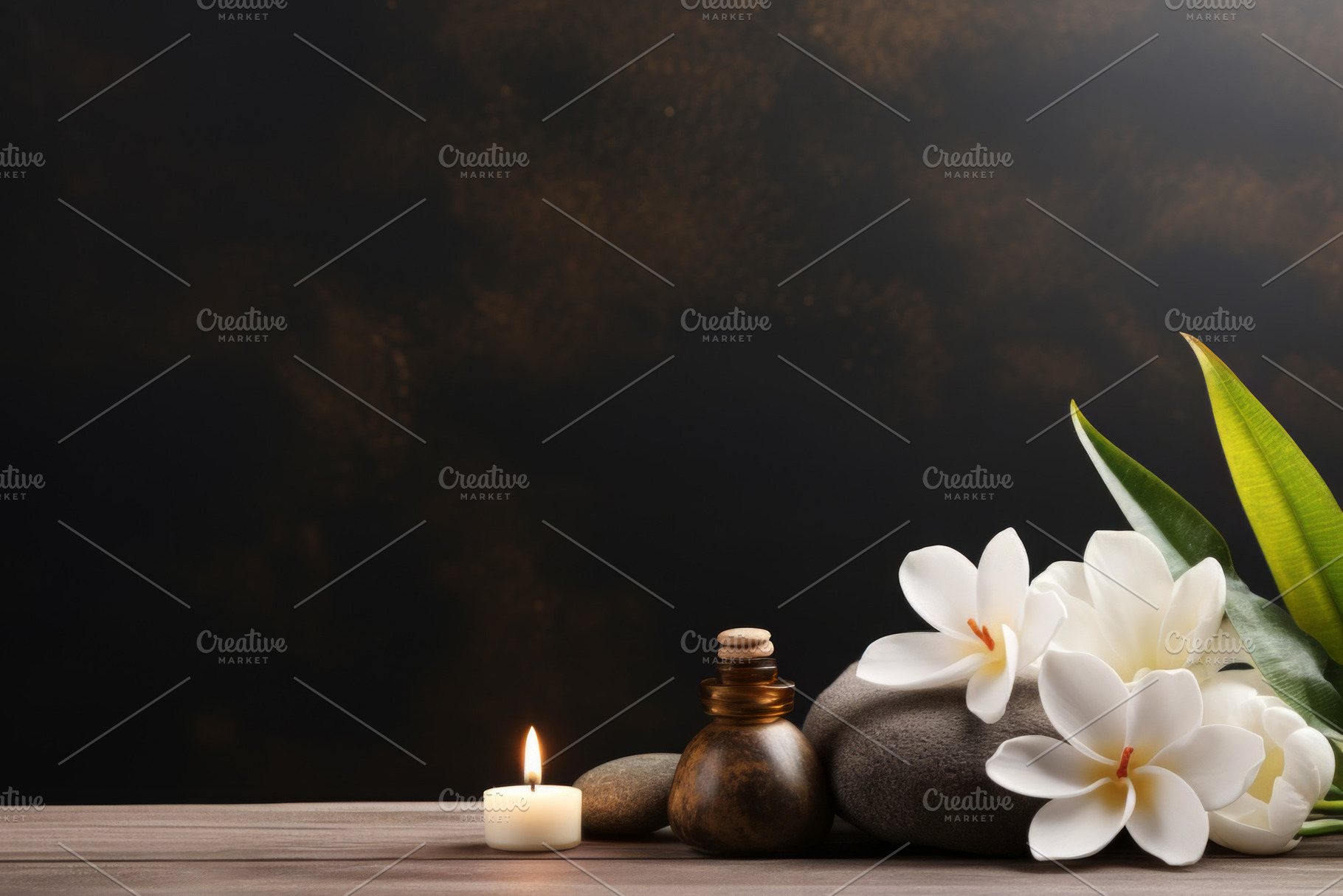 Spa Ambiance with Candle and Orchids, an Abstract Photo by Natalia Klenova's Shop
