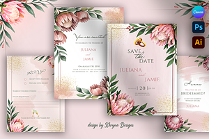 Protea - Wedding Invitations Suite, an Invitation Template by Khryna Designs