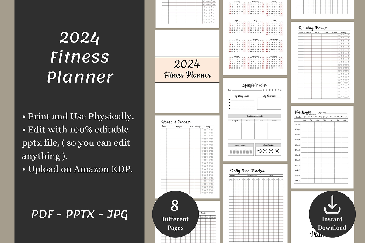 Fitness Planner, Weight Loss Journal, a Print Template by POC Digital (Photo 2 of 7)