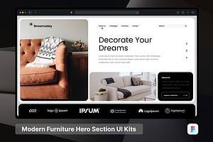 Brwly - Modern Furniture Hero Header, an UI Kit Template by SquidPixey