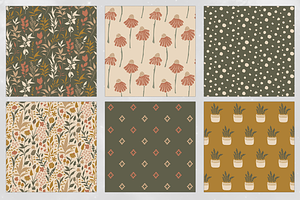 Rustic Garden Seamless Pattern Set