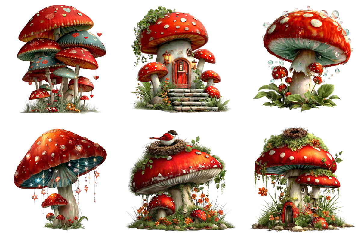 Whimsical Forest Mushroom Clipart, an Illustration by DreamArtGraphic (Photo 5 of 5)