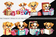 Puppy Clipart Gift, a Graphic by Artnoy (Thumbnail 2 of 5)