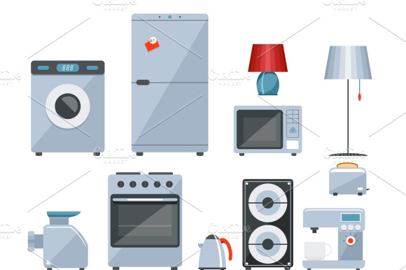 Colored Icons Of Home Appliances