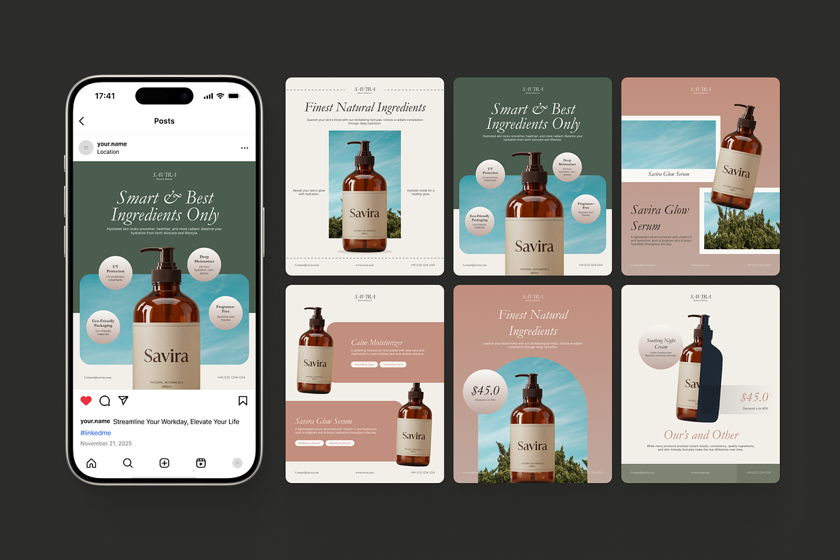 Beauty & Skincare Social Media, a Social Media Template by SLAB! Design (Photo 2 of 8)