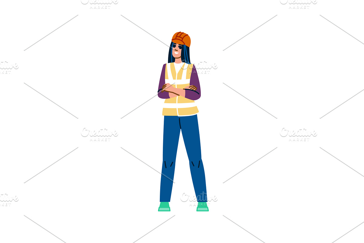 Confident female construction worker, a Person Illustration by pikepicture