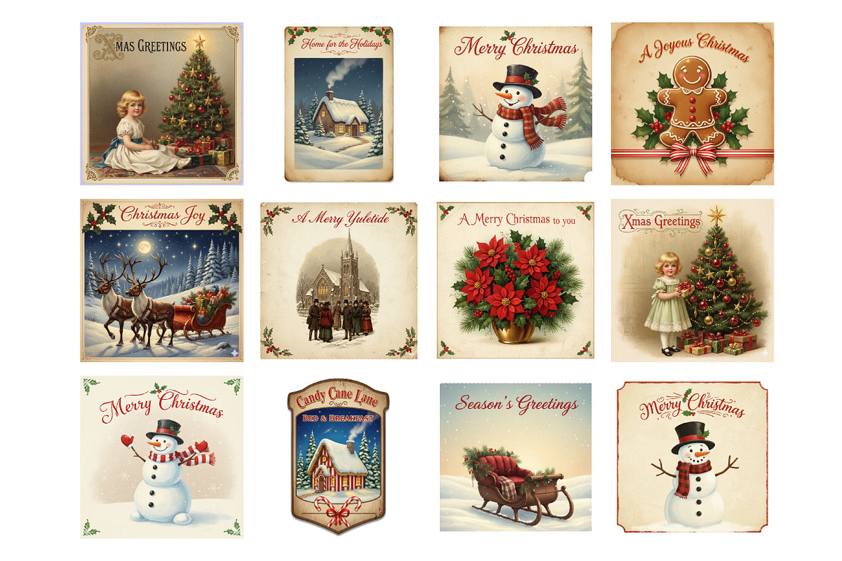 Retro Christmas Quotes Labels Bundle, an Illustration by SinaCreation (Photo 2 of 7)