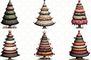 Christmas Tree Clipart, an Illustration by Black Bird Studio (Thumbnail 2 of 6)