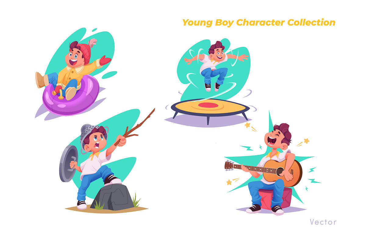 Young boy in different situations, a Person Illustration by VectorVision (Photo 2 of 3)