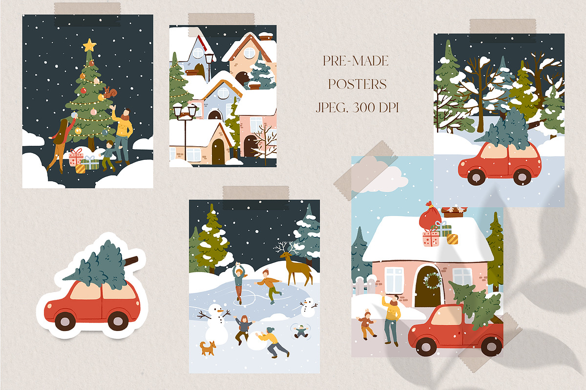 Christmas winter houses clipart, an Animal Illustration by LukaJreym (Photo 9 of 15)
