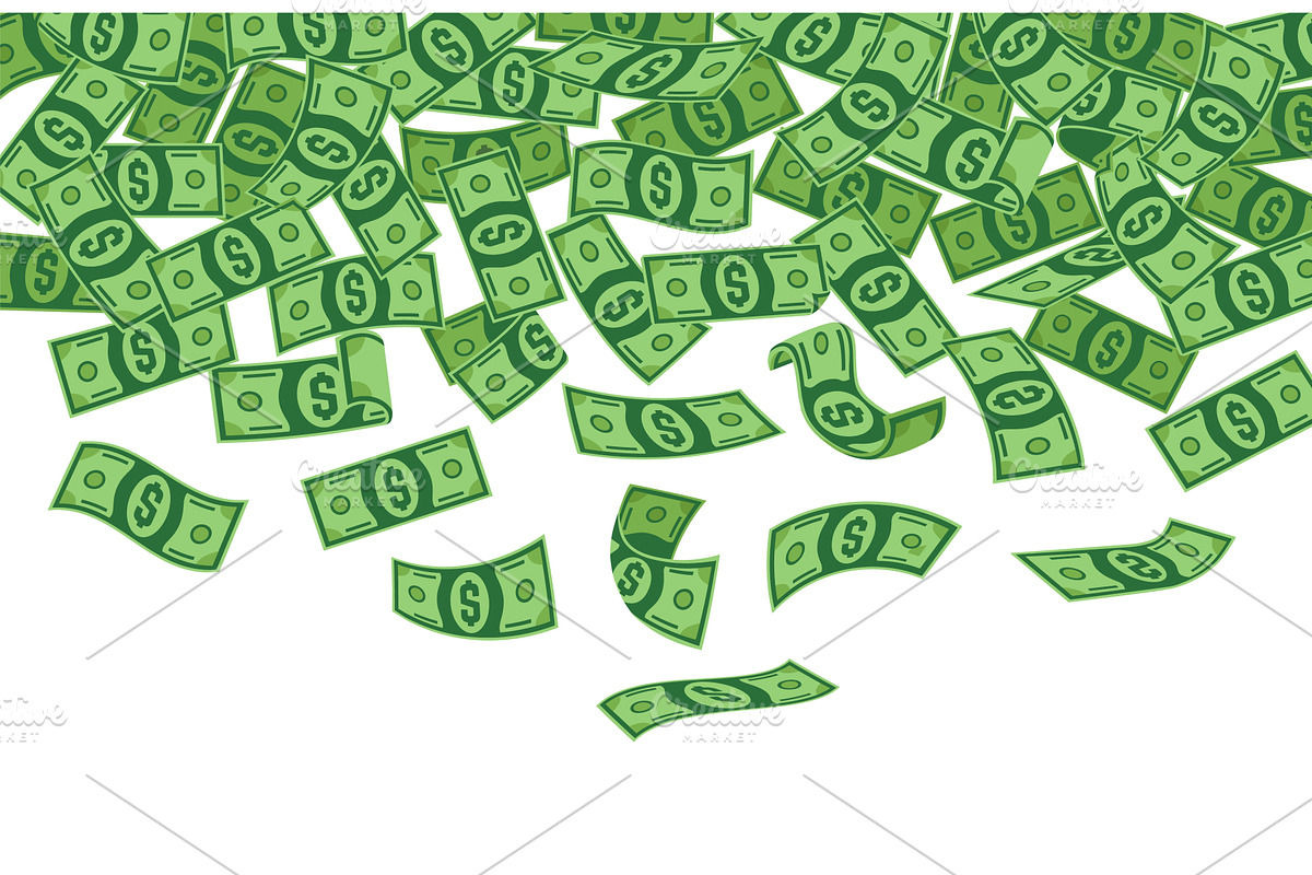 Falling dollars. Cartoon green, a Graphic by Valerie Bodnar