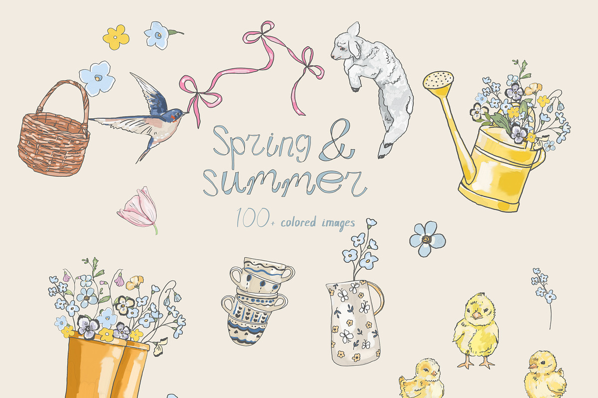 Spring Summer Easter Illustrations, an Object Graphic by whiteheartdesign (Photo 5 of 14)