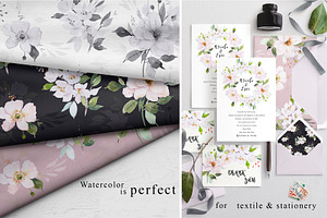 Watercolor Floral XL Clipart Set