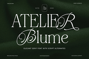 Atelier Blume - Serif & Script Font, a Script Font by agnyhasyastudio