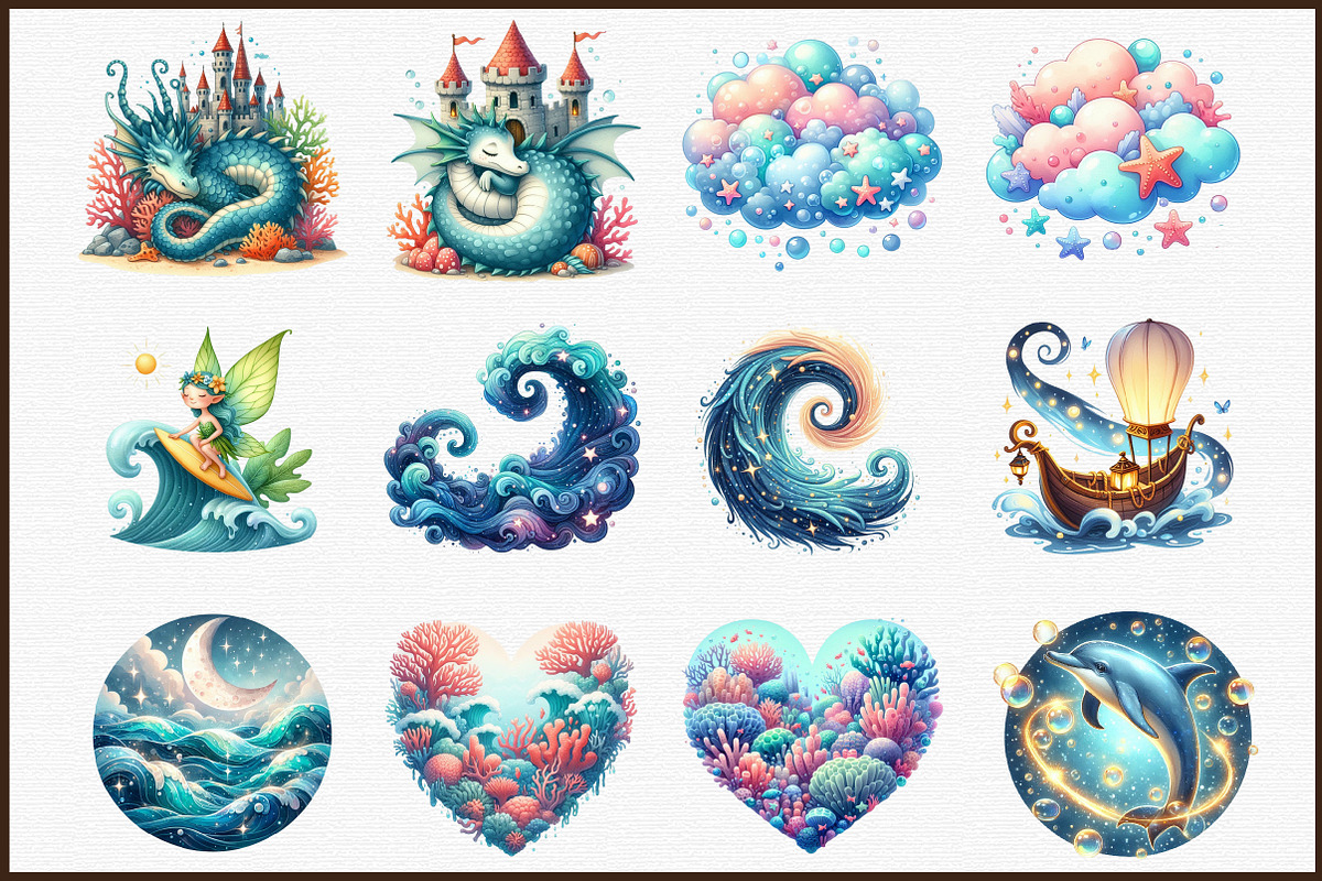 Magical Ocean Sublimation Clipart, an Illustration by Sublimation Artist (Photo 3 of 6)