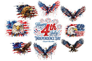 Bald Eagle Patriotic Watercolor PNG, an Animal Illustration by VetalStock