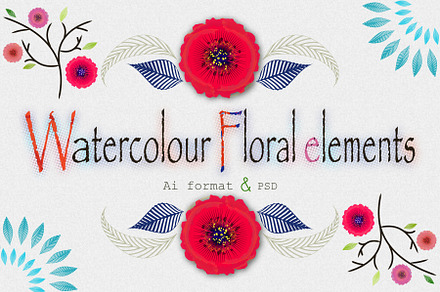 Watercolor Floral elements & more