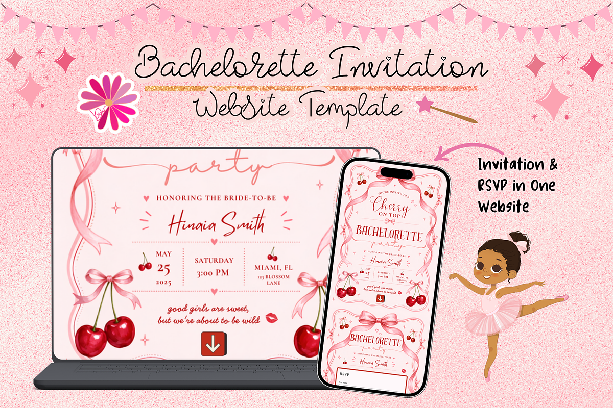 Cherry on Top Hen Party RSVP Website, a Social Media Template by bellaROSEworkshop (Photo 3 of 5)