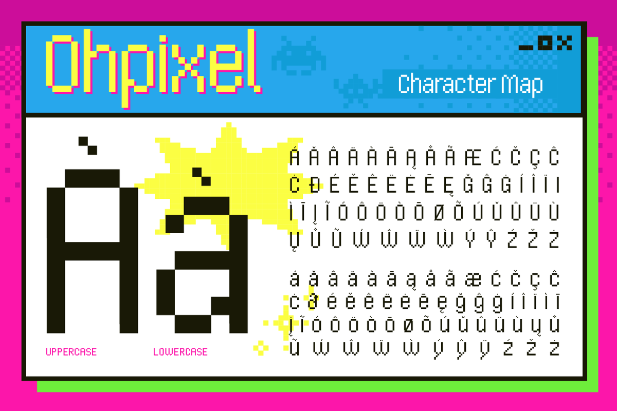 Ohpixel - Pixel Display Font, a Sans Serif Font by Artisan Themes (Photo 10 of 11)