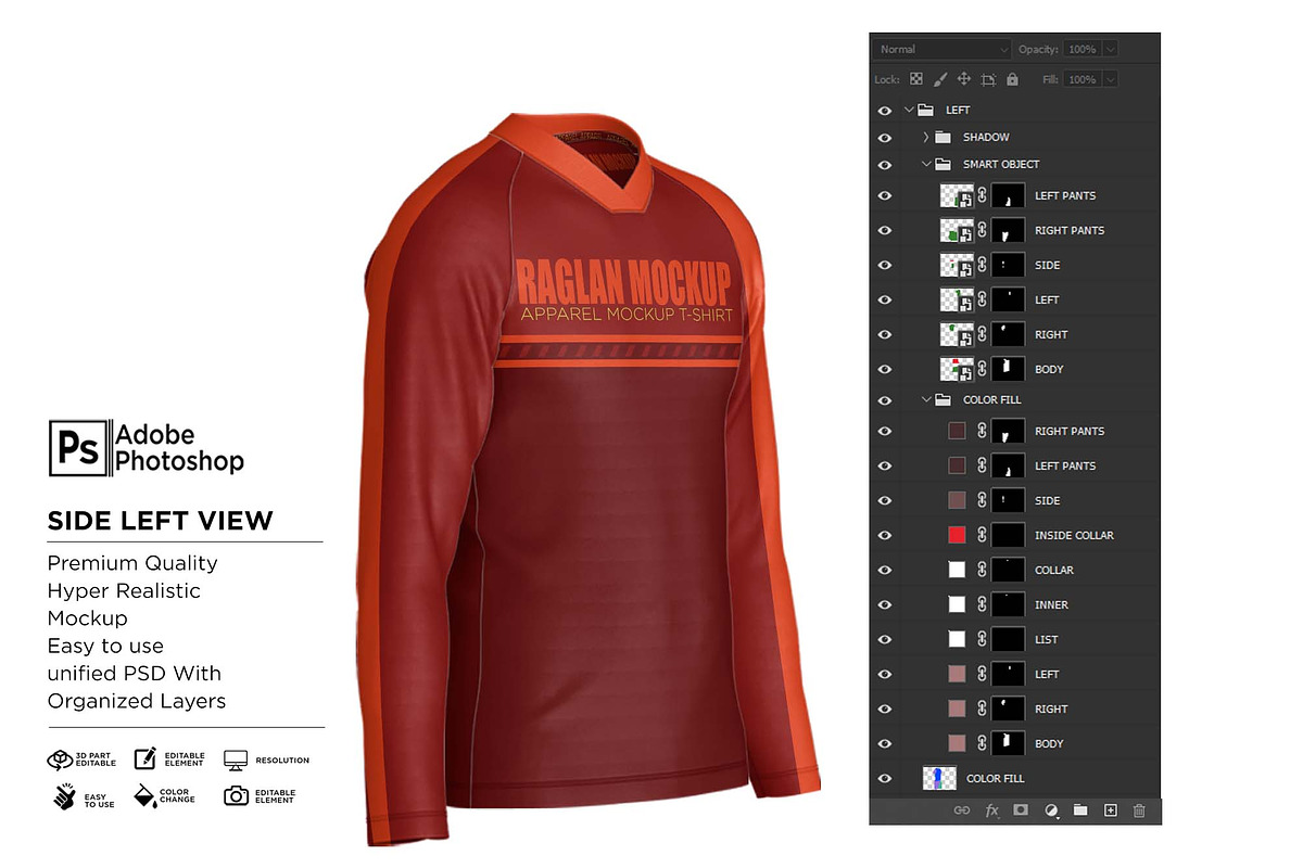 T-Shirt V-Neck Raglan L Mockup, a Shirt Mockup by Nanggroe Scripting (Photo 6 of 6)