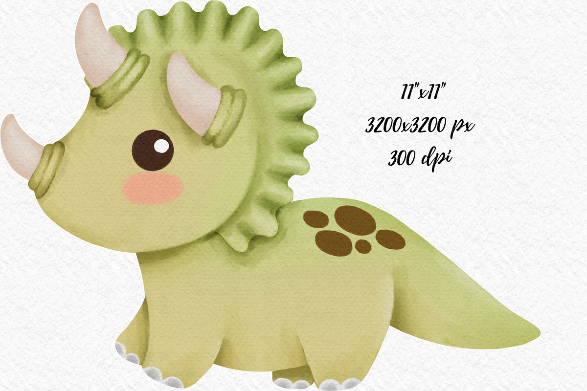 Cute Dinosaurs V2 watercolor clipart, an Illustration by AkiraVilla (Photo 4 of 10)