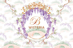 Grandmillennial wisteria flowers, an Illustration by TheHappyGiftArt