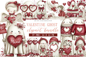 Valentine Ghost Clipart, an Illustration by DreamArtGraphic