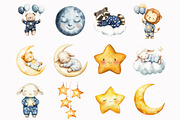 Watercolor Dreamy Animals Clipart, a Seasonal Illustration by Design Market (Thumbnail 2 of 4)